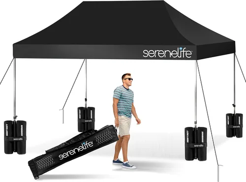Miniatura 10 de SereneLife - Tienda de campaña desplegable de 10 x 20 pulgadas, toldo plegable, con parte superior de tienda impermeable, bolsa de transporte Blanco