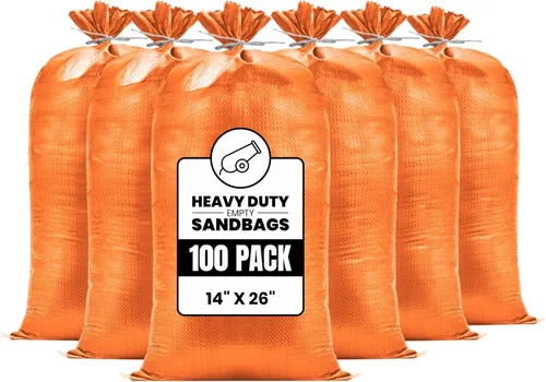 Miniatura 25 de (No fabricadas en China) Bolsas de arena resistentes para inundaciones, bolsas de arena vacías con cuerdas de amarre, protección UV 1600 horas, Verde