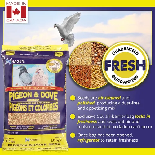 Miniatura 3 de Hagen Pigeon & Dove Seed, Fórmula Original de Alimento para Aves, Bolsa de 6 lb – Mezcla de Semillas Nutricionalmente Completa con Vitaminas
