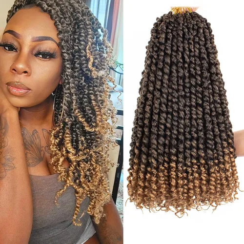 Miniatura 11 de Leeven Cabello de Ganchillo para Mujeres 16 Pulgadas Cabello de Passion Twist Pre-Retorcido 8 Paquetes Ombre Marrón Pre-Enrollado Bomb Crochet #T30