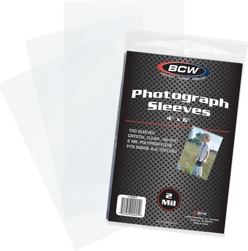 BCW Fundas para fotografías de 4 x 6, 200 unidades, polipropileno transparente de calidad de archivo, sin ácidos para impresiones artísticas,