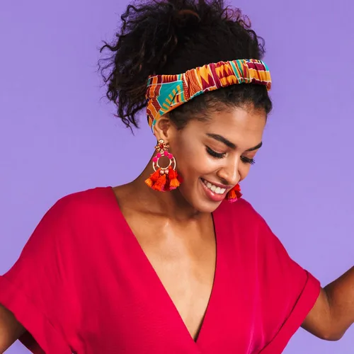 Miniatura 2 de Syhood 8 diademas africanas para mujer, banda ancha elástica con estampado bohemio, para yoga, deportes, entrenamiento, diadema elástica con nudo