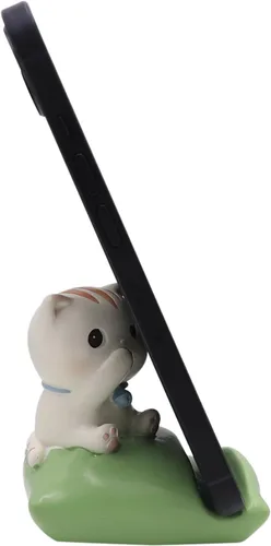 Miniatura 5 de BOLLEY JOSS Soporte de escritorio para teléfono celular, soporte de resina para teléfono inteligente con animales lindos para oficina, manos libres