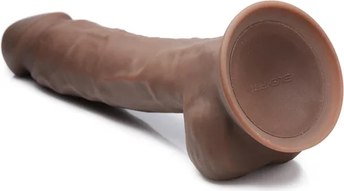 Miniatura 4 de Consolador vibrador de silicona hipoalergénica Silexpan de 9 pulgadas - Oscuro
