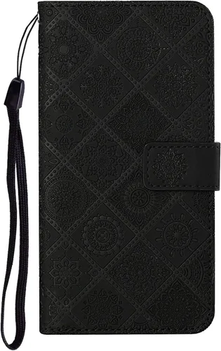 Miniatura 2 de Funda compatible con iPhone 12 Mini con tarjetero de cuero con tapa abatible, estampado retro con función atril, funda protectora magnética