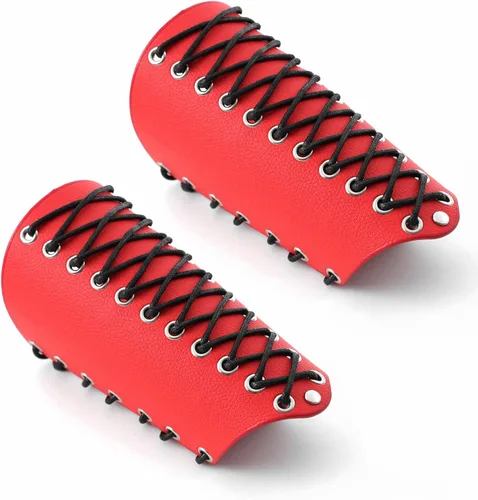 Miniatura 8 de MILAKOO 2 unids hombre negro cuero ancho guantelete pulsera de sujeción brazo armadura brazalete ajustable