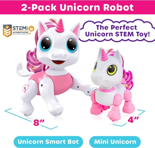 Miniatura 2 de Power Your Fun Robo Pets - Juego de 2 juguetes de unicornio, regalos de unicornios para niñas y niños (1) robot de unicornio con gestos interactivos
