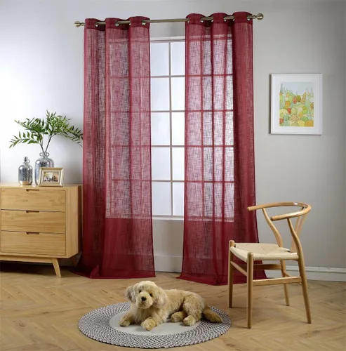 Miniatura 16 de Cortinas para sala de estar de 2 paneles (2 x 37 pulgadas de ancho), cortinas con textura de lino, con ojales, de la marca Miuco