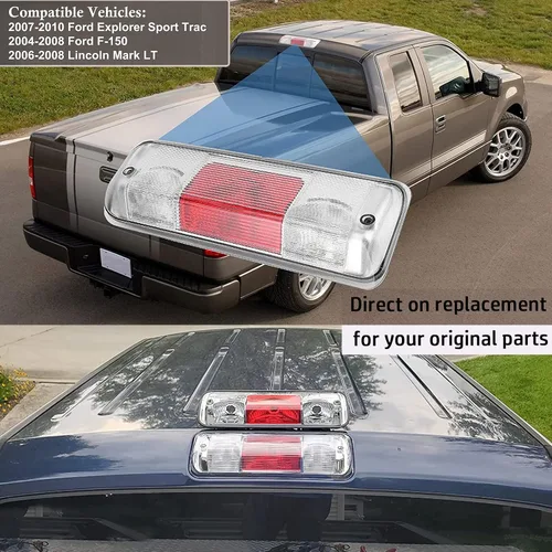 Miniatura 6 de Tercera luz de freno, tercera luz de freno compatible con Ford F150 2004 2005 2006 2007 2008 piezas 3ª tercera lámpara de freno luz trasera de carga