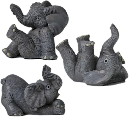 Miniatura 9 de Juego de decoración de elefante de la suerte con troncos – Feng Shui resina negro y dorado pareja elefante figuritas – Par de estatuas de elefantes
