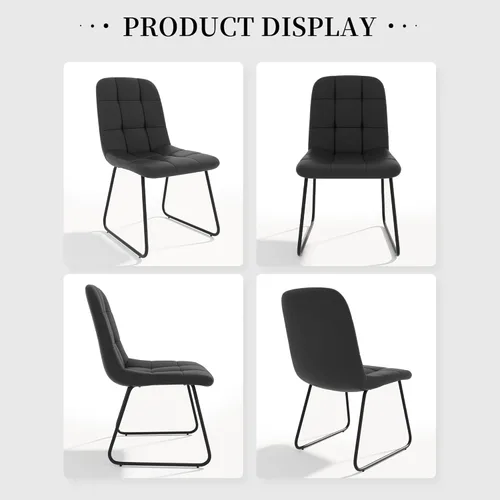 Miniatura 7 de HIPIHOM Juego de 4 sillas de comedor, modernas sillas de comedor de piel sintética para cocina, sala de estar, comedor (4 negras)