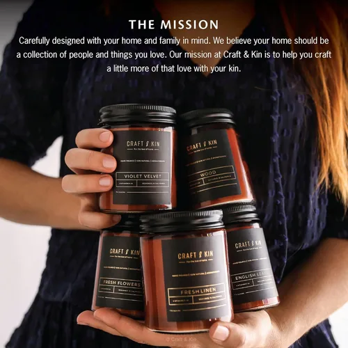 Miniatura 5 de Craft & Kin - Vela perfumada de cuero inglés de alta calidad, larga duración, 45 horas de tiempo de combustión, vela perfumada de soja natural