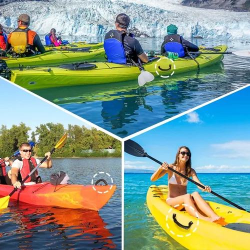 Miniatura 5 de Paquete de 4 asas de transporte de kayak para percepción del océano, agua, deportes al aire libre, canoa, barco, kayak con tornillos Negro