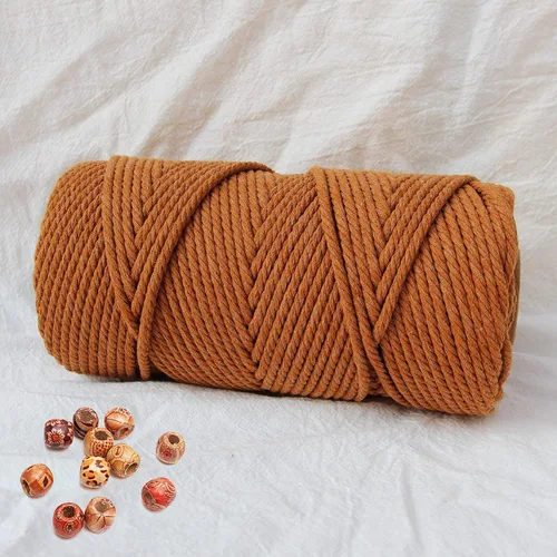 Miniatura 14 de Cordón de macramé de 1/64 pulgadas (0.157 in) de color rosa claro, hilo de algodón natural para tejer a mano a mano, 4 hebras para colgar