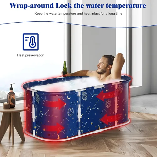 Miniatura 3 de Bañera portátil para adultos de 47 pulgadas plegable para adultos, bañera de hielo, bañera no inflable, baño sentado, baños de hielo, bañeras