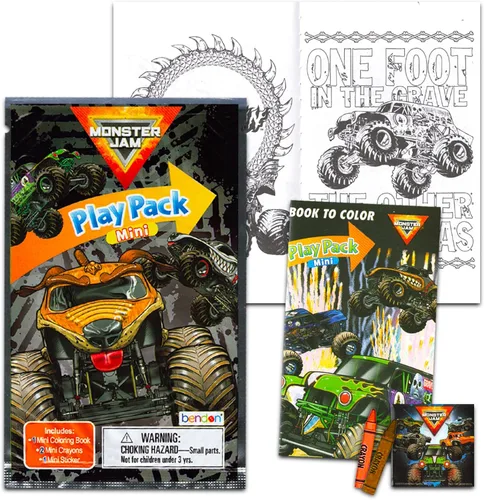 Miniatura 2 de Monster Jam Mini Party Favors Set para niños – Paquete con 24 mini paquetes de juego Monster Jam Grab n Go con páginas para colorear, calcomanías