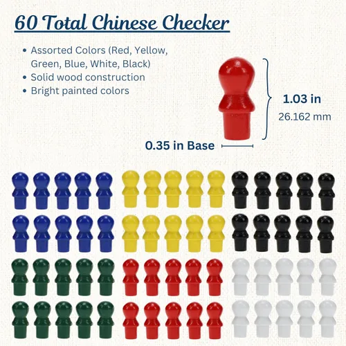 Miniatura 2 de WE Games Clavijas de madera de repuesto para damas chinas