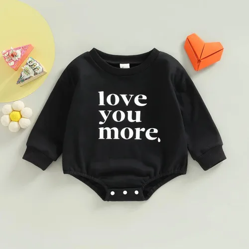 Miniatura 30 de Enterizo de manga larga con estampado de letras para bebés, niñas y niños