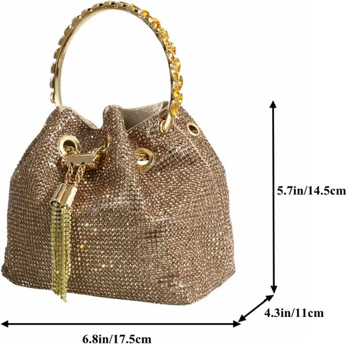 Miniatura 2 de DJBM Bolso de mano con diamantes de imitación para mujer, bolso de mano de noche para mujer, fiesta, graduación, cóctel, boda