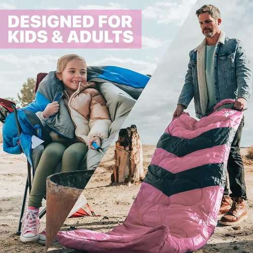 Miniatura 5 de MalloMe Sacos de dormir para adultos para clima frío y cálido, saco de dormir para mochileros para niños de 10 a 12 años, niñas, niños, ligeros