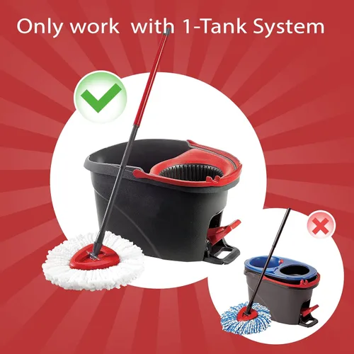 Miniatura 2 de Cabezal de repuesto para trapeador, paquete de 4 cabezales de repuesto para trapeador giratorio Easywring, sistema de 1 tanque, fácil limpieza