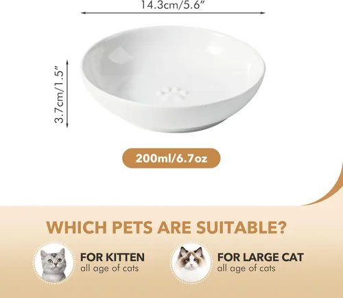 Miniatura 2 de Havniva Platos de Cerámica de 5.7'' Amigables con los Bigotes para Gatos, Juego de 3 Cuencos de Cerámica para Gatos, Plato de Alimentación de Comida