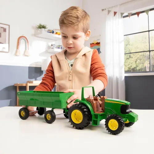 Miniatura 5 de TOMY John Deere - Tractor de juguete para niños con juego de vagón Flarebox, 8 pulgadas, juguetes de tractor John Deere para niños, juguetes