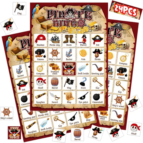 Miniatura 10 de Shappy 35 tarjetas de juego de bingo para acampar con 24 jugadores, juegos de aventura y fiesta, bosque, selva, tarjetas de bingo para actividades