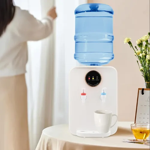 Miniatura 4 de Dispensador de agua de encimera de carga superior de 110 V, mini enfriador de agua con agua caliente, fría y a temperatura ambiente, dispensador