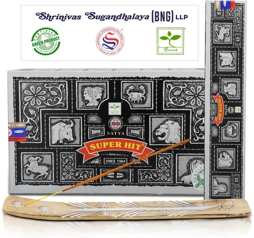 Miniatura 18 de Varillas de incienso Satya Champa, Paquete de 15gmx12 de inciensos Satya Bng con paquete de soporte de incienso Raajsee, Incienso natural Satya Nag