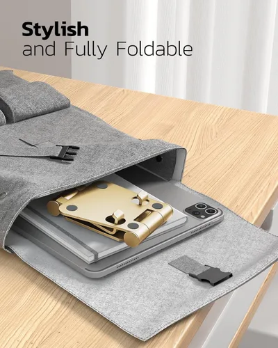 Miniatura 5 de Nulaxy soporte para teléfono celular doble plegable, soporte de escritorio plegable totalmente ajustable compatible con iPhone 17 16 15 14 13 12 11