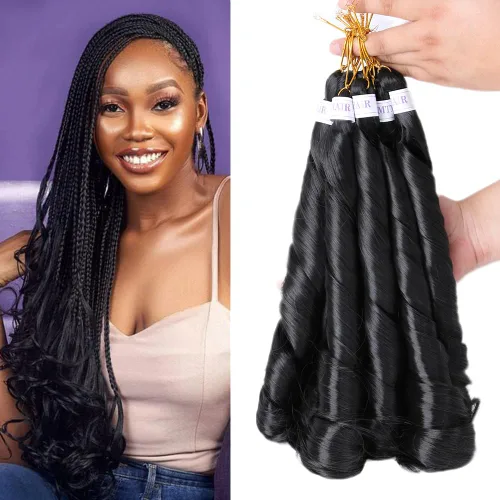 Miniatura 13 de Cabello rizado francés trenzado para trenzas de caja, 8 paquetes de 12 pulgadas, 3.00 oz/paquete, cabello trenzado de onda suelta, extensiones