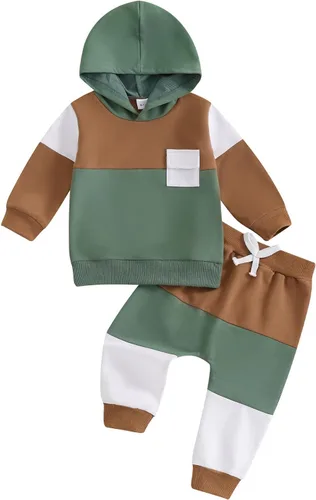 Miniatura 103 de Conjunto de ropa de otoño e invierno para bebé y niño, sudadera larga con capucha y pantalones para niños pequeños, 6, 12, 18, 24 meses, 2T