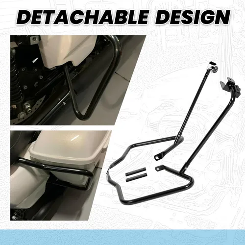 Miniatura 6 de ECOTRIC Barras protectoras de soporte para alforja compatibles con Harley Davidson Touring Street Road Glide FLH 2014-2024, color negro