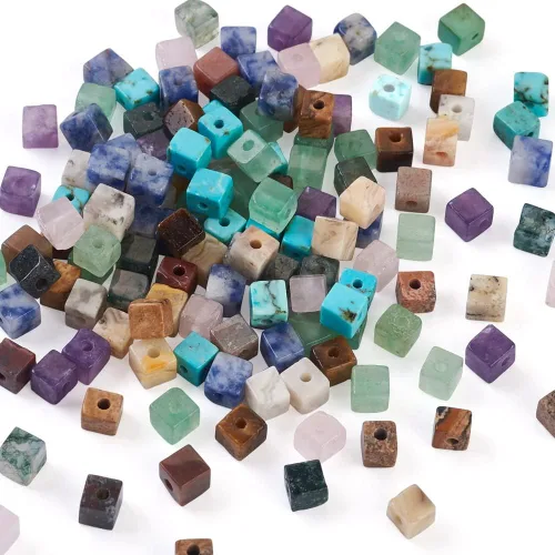 Miniatura 8 de KISSITTY 180 cuentas espaciadoras de piedras preciosas de jaspe azul natural de 0.157 pulgadas (0.157 in), cuentas de cristal semipreciosas, mini