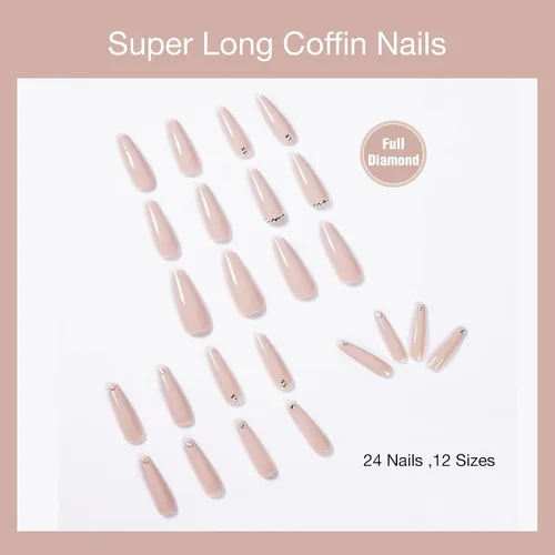 Miniatura 2 de Juego de manicura de uñas francesas acrílicas, reutilizable, 12 tamaños, kit de 24 uñas