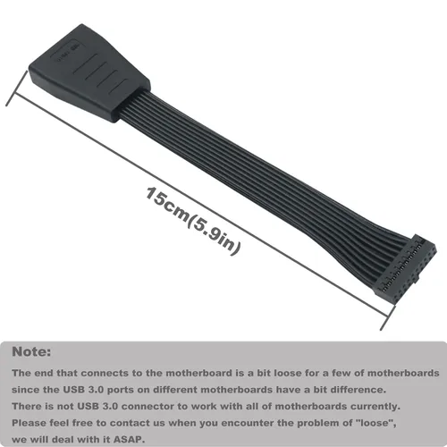 Miniatura 5 de COMeap Paquete de 2 cables de extensión de cabezal USB 3.0, adaptador interno pequeño mini USB 3.0 de 19/20 pines para placa base de 5.9 pulgadas