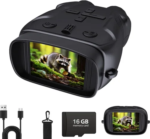 Gafas de visión nocturna para niños con tarjeta de 32 GB, binoculares de visión nocturna para niños con zoom 5X, cámara digital HD 1080P, gran
