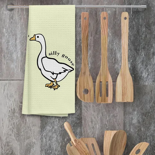 Miniatura 2 de TNUW Silly Goose - Toallas de cocina suaves y absorbentes, paños de cocina cristianos de 16 x 24 pulgadas, regalos divertidos de ganso (crema)