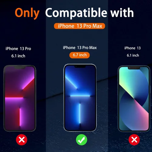Miniatura 7 de IMBZBK Paquete de 3 protectores de pantalla para iPhone 13 Pro Max con 3 protectores de lente de cámara de vidrio templado Accesorios Protector