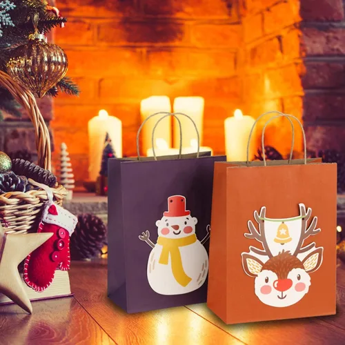Miniatura 4 de Bolsas de regalo BagDream 100 unidades 5.25 x 3 x 8 pulgadas, pequeñas bolsas de regalo de papel kraft con asas a granel, bolsas de papel púrpura