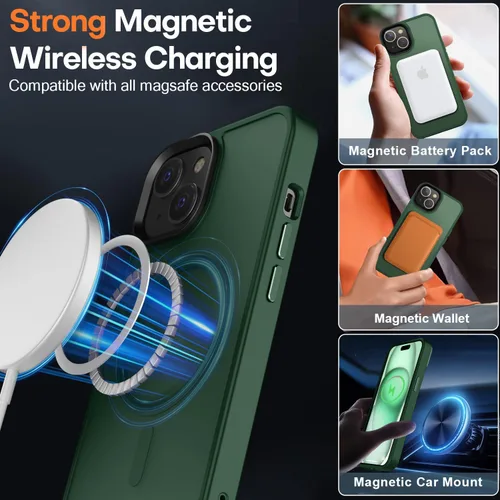 Miniatura 164 de Fuerte magnético para iPhone 11, compatible con Magsafe, [resistente a caídas de 13 pies] Funda trasera translúcida mate con sensación de piel