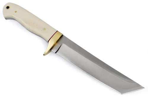 Miniatura 2 de Hecho a mano caza hoja fija Tanto cuchillo con funda de cuero cuchillo de acero al carbono al aire libre para desollar camping aventura para dotado