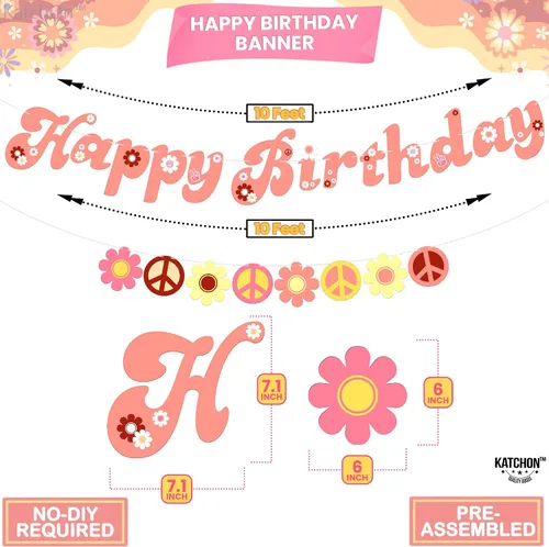 Miniatura 5 de KatchOn, Groovy - Cartel de feliz cumpleaños, grande, de 10 pies, sin bricolaje, dos geniales carteles de cumpleaños para decoraciones de fiesta