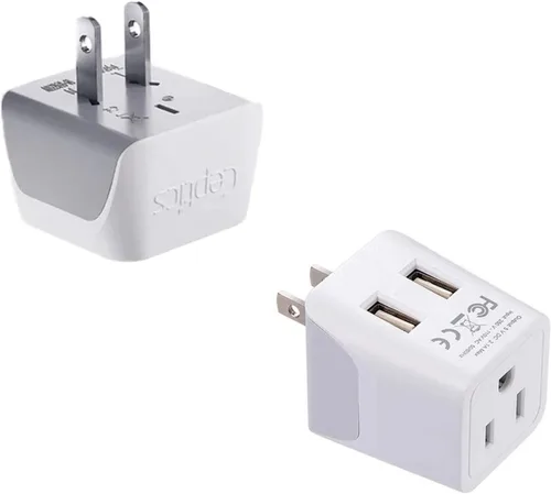 Ceptics - Adaptador de viaje para Estados Unidos, tipo A, carga varios dispositivos a la vez, Estados Unidos, Canadá, Japón, paquete múltiple, para