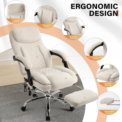 Miniatura 6 de Silla de oficina de masaje de 500 libras, sillas de oficina ejecutiva de 6 puntos de vibración y calor, silla de escritorio cómoda reclinable