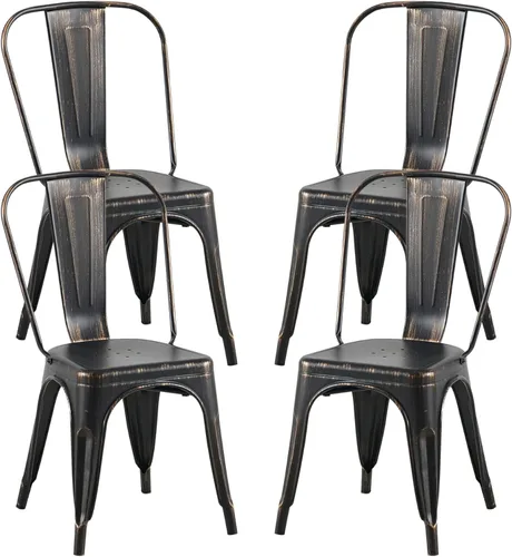 Miniatura 25 de AC Pacific Sillas de comedor de metal industrial de 18 pulgadas de altura, asiento apilable de cocina o bar, diseño moderno y duradero, muebles