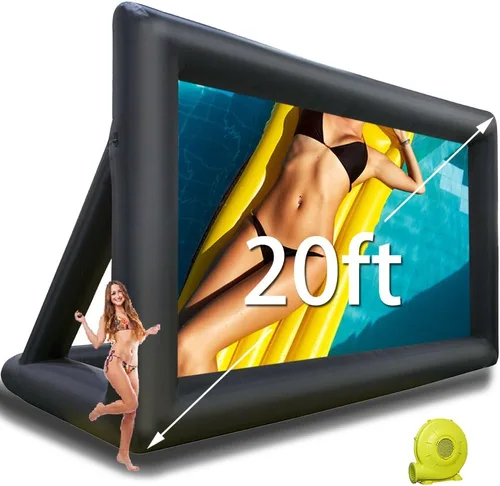 Pantalla de cine inflable de 20 pies, pantalla de proyección delantera y trasera, sin costuras, ideal para noches de cine, fiestas en la piscina,