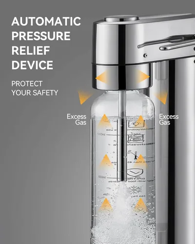 Miniatura 8 de MOKKOM Máquina de agua con gas, fabricante de refrescos con botella de carbonatación PET de 1 litro, máquina de transmisión de refrescos