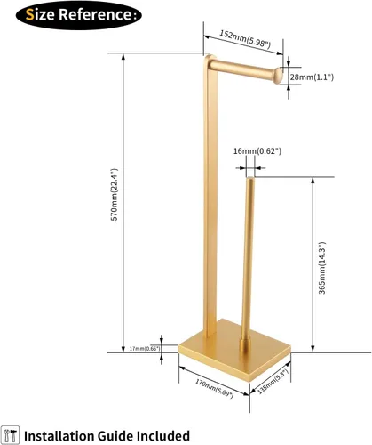 Miniatura 6 de GERZWY Titular de papel higiénico dorado con reserva SUS 304 Soporte de acero inoxidable Soporte de toalla de papel moderno DZY022-BE